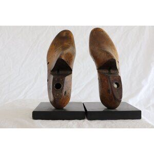 Vintage Vulcan Wooden Shoe Molds Mounted As Bookends Shoe Last Cobbler